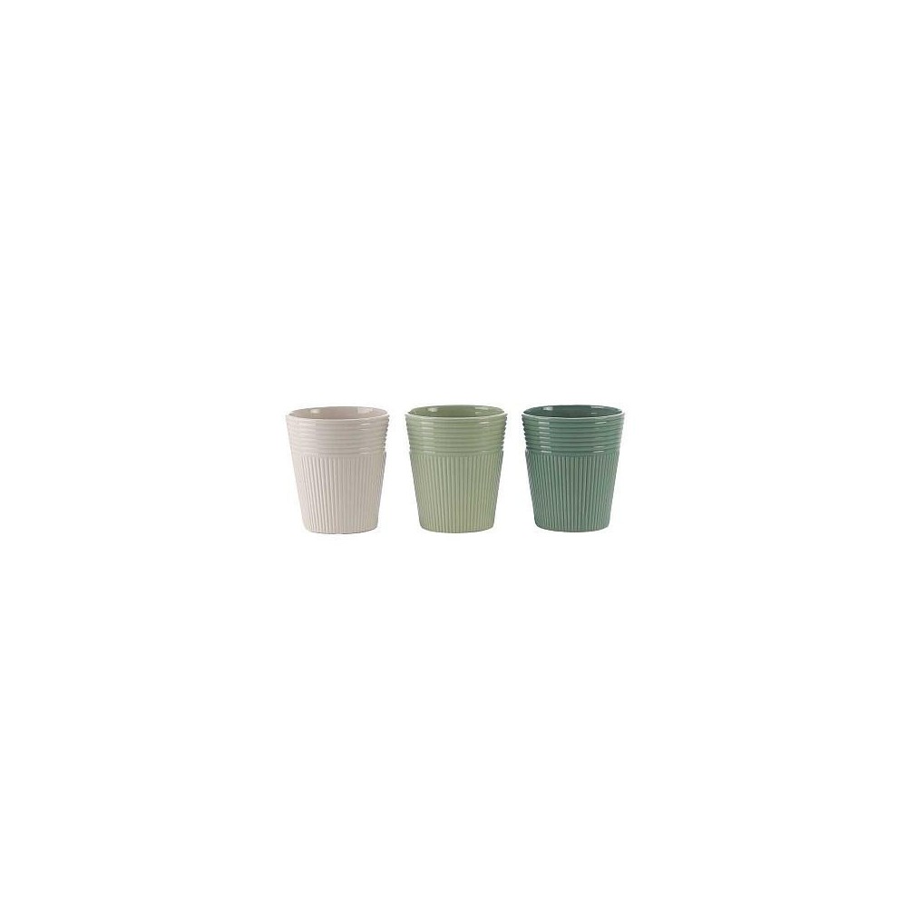 VASO CERAMICA BIANCO VERDE D.12.8 H14.2